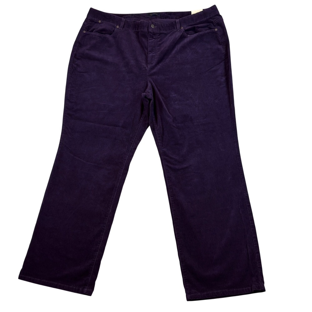 Talbots Corduroy Pants Womens 24W Purple Curvy Bootcut Stretch Cotton Casual